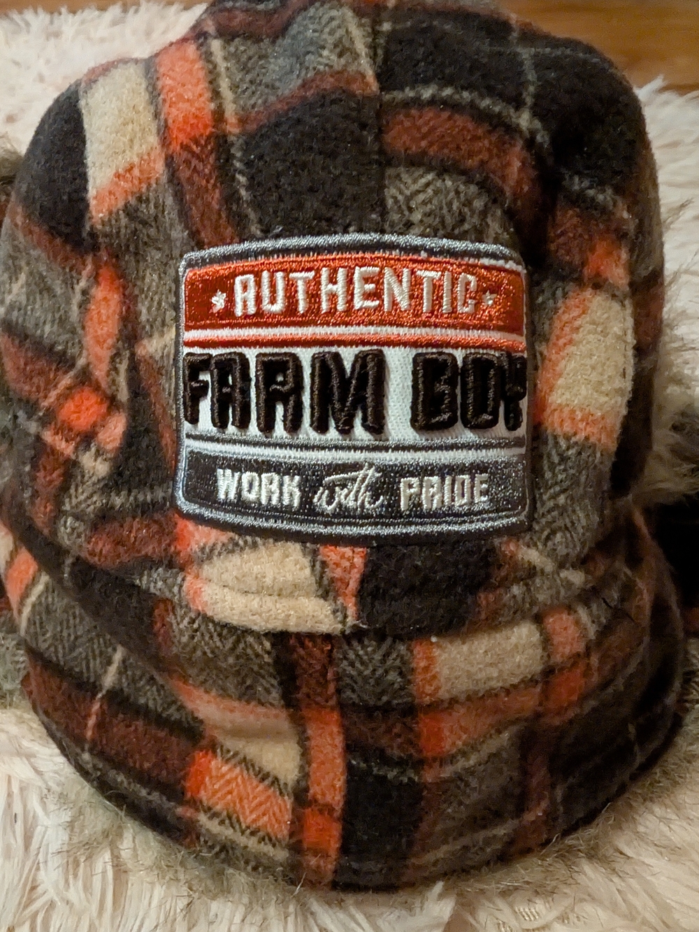 Farm Boy Authentic Plaid Winter Hat - Brown & Orange
